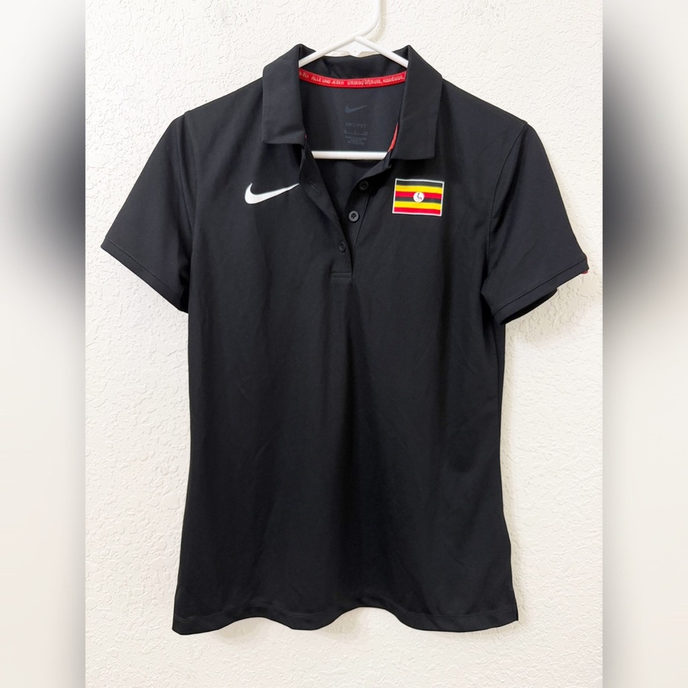 Nike Pro Elite Track & Field Uganda Team Issued Black Polo Shirt - S